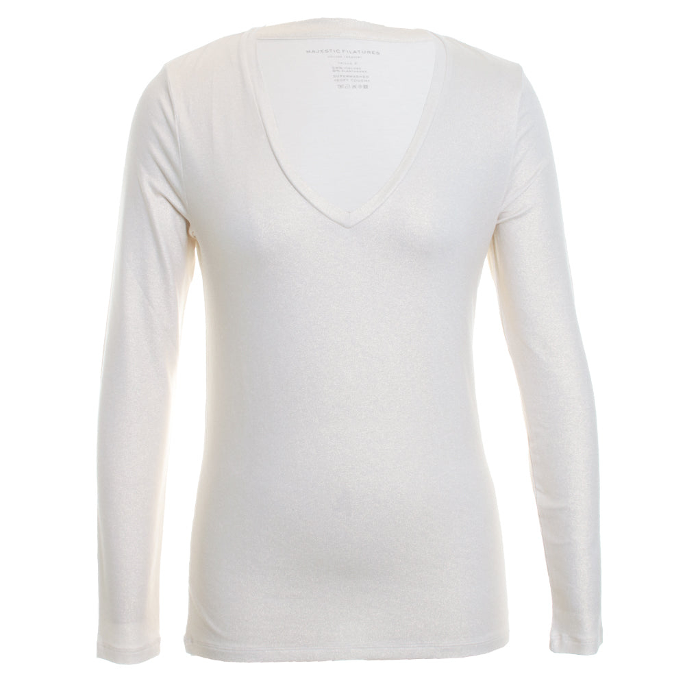 Soft Touch Metallic Long Sleeve V-Neck