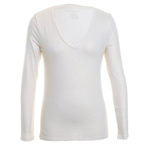 Soft Touch Metallic Long Sleeve V-Neck