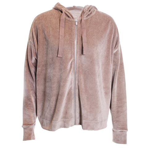 Velour Zip Front Hoodie