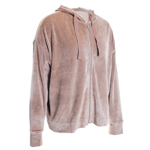Velour Zip Front Hoodie