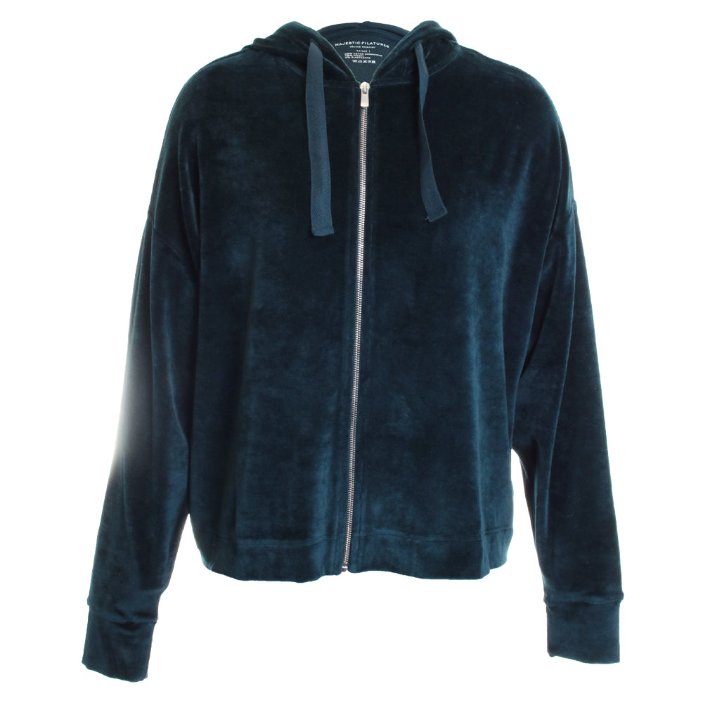 Velour Zip Front Hoodie