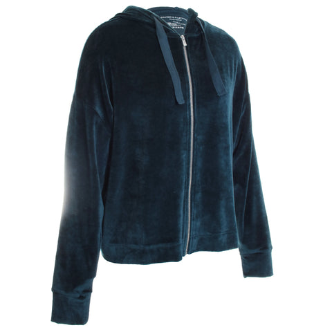 Velour Zip Front Hoodie