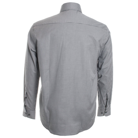 Black Textured Check Roll Collar