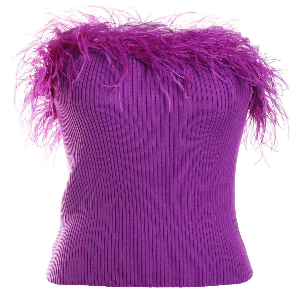 Strapless Feather Knit Top
