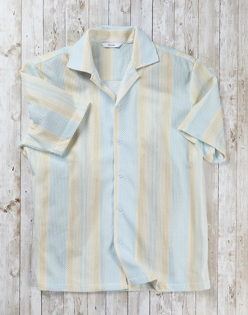 Texture Big Print Variegated Stripe Camp Shirt
