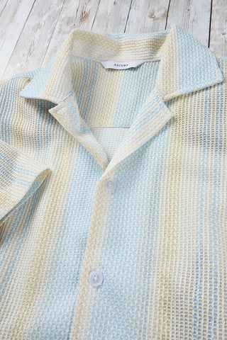 Texture Big Print Variegated Stripe Camp Shirt