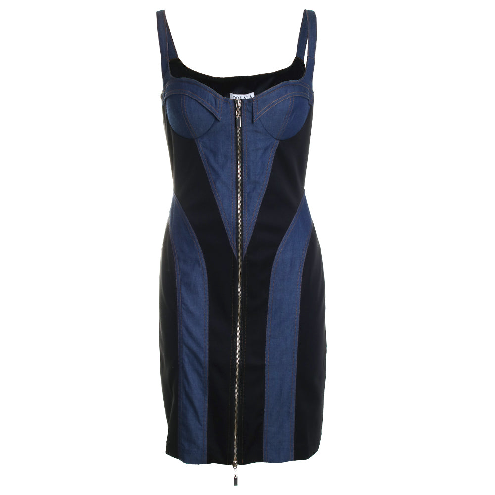 2 Tone Denim Zip Dress