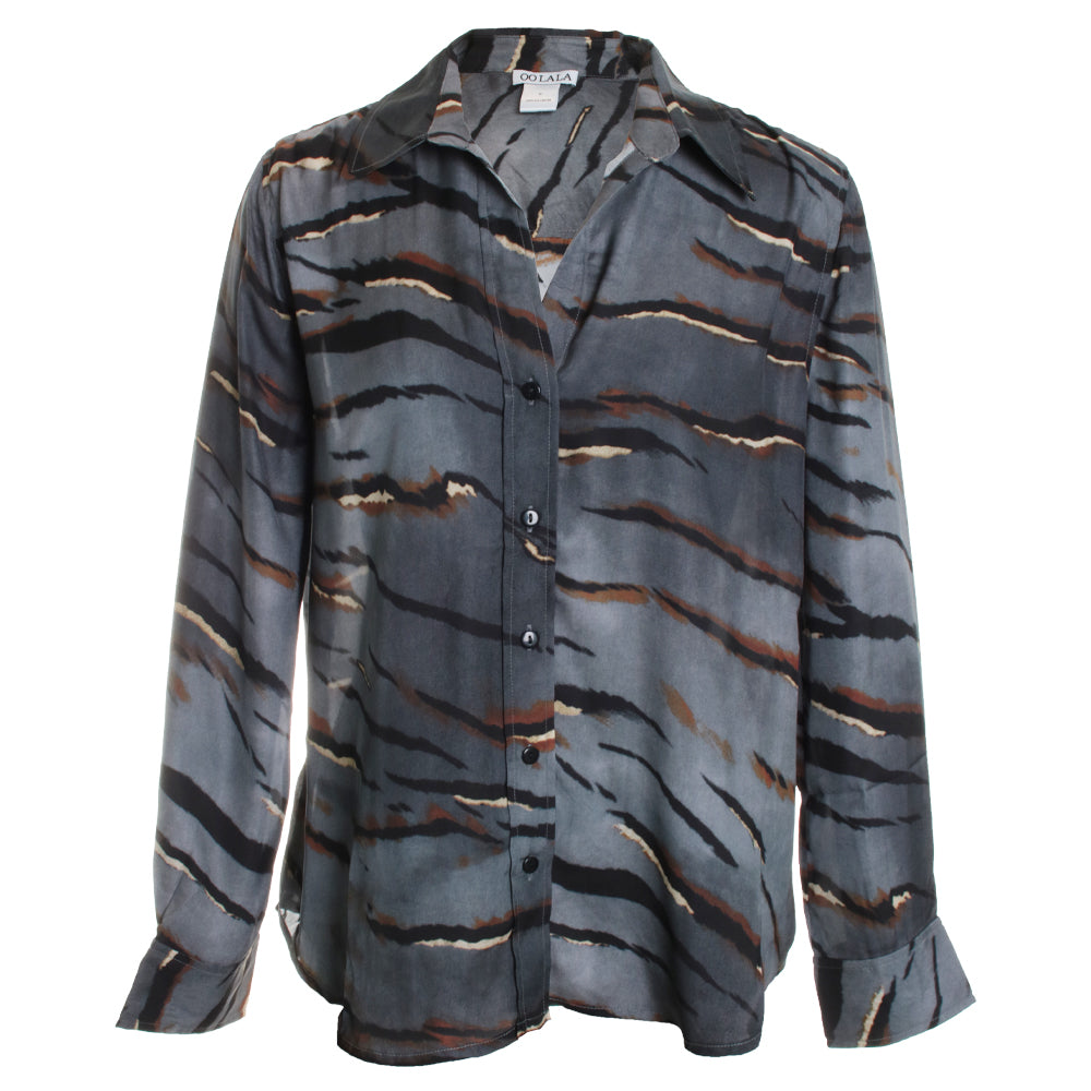 Gray Tiger Stripe Blouse