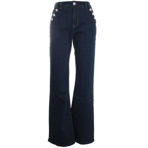 Diagonal Button Trim Denim Jean