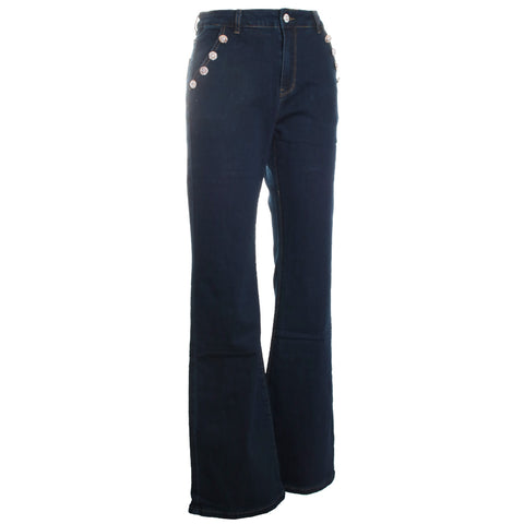 Diagonal Button Trim Denim Jean