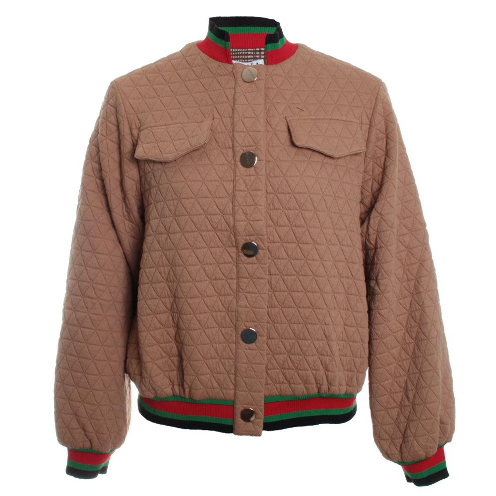 Diamond Quilt Snap Bomber