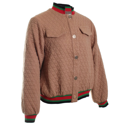 Diamond Quilt Snap Bomber