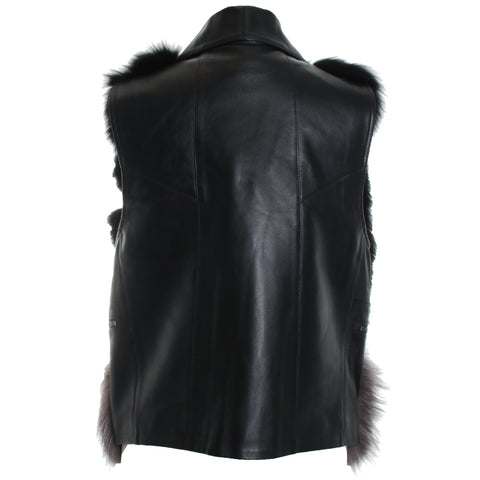 Silver Fox Leather Fur Vest
