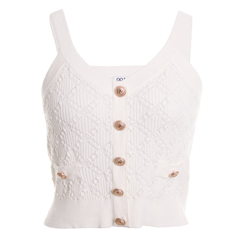 Knit Tank Top w/ Gold Buttons
