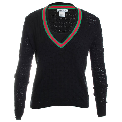 V-Neck 2pc Knit Top w/ Jersey Tank