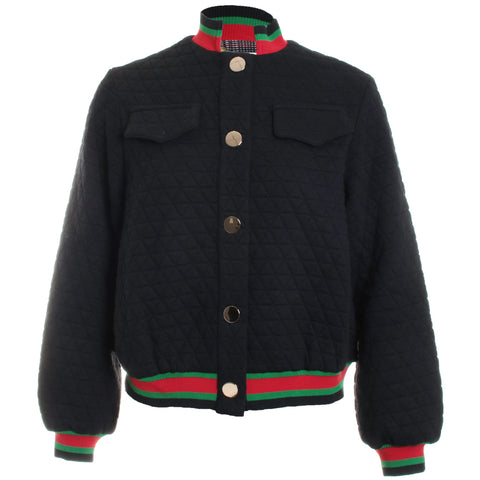 Diamond Quilt Snap Bomber