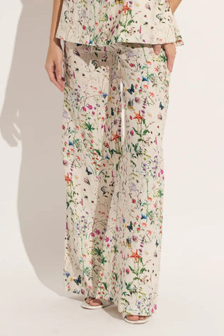 Lion Seashell Wide Leg Viscose Linen Pants