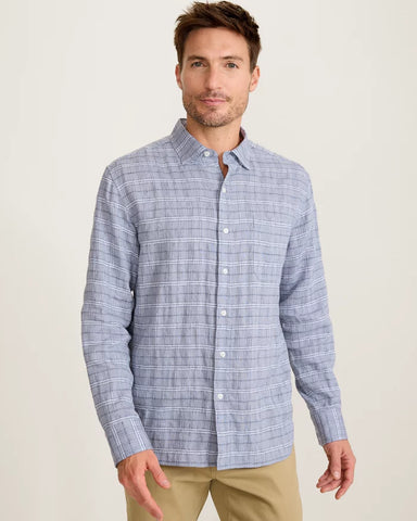 Barbados Breeze Playa Plaid Stretch-Linen Shirt