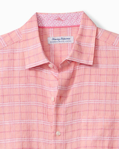 Barbados Breeze Playa Plaid Stretch-Linen Shirt