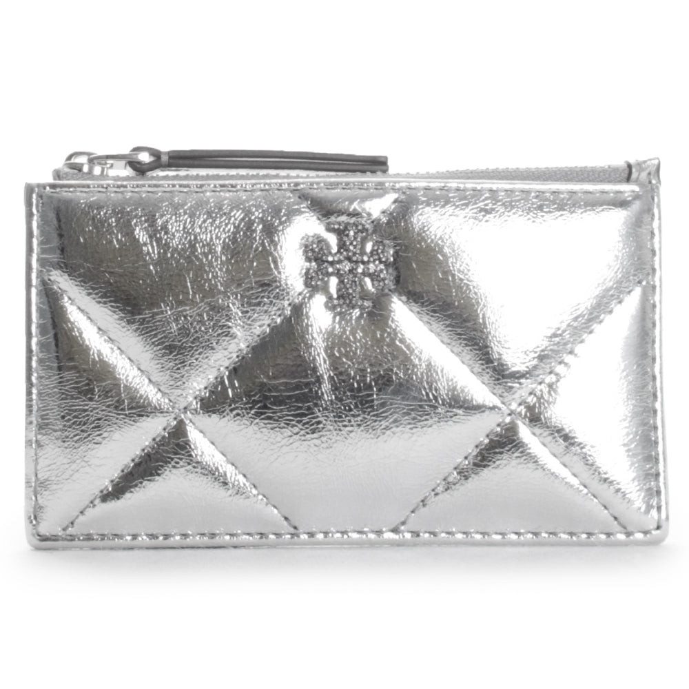 Kira Diamond Quilt Metallic Zip Card Case