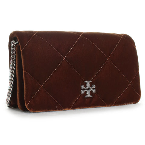 Kira Diamond Quilt Velvet Chain Wallet