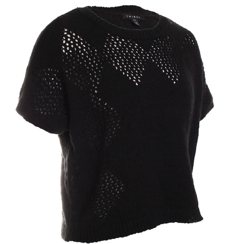 Dolman Short Sleeve Sweater w/ Crochet Detail