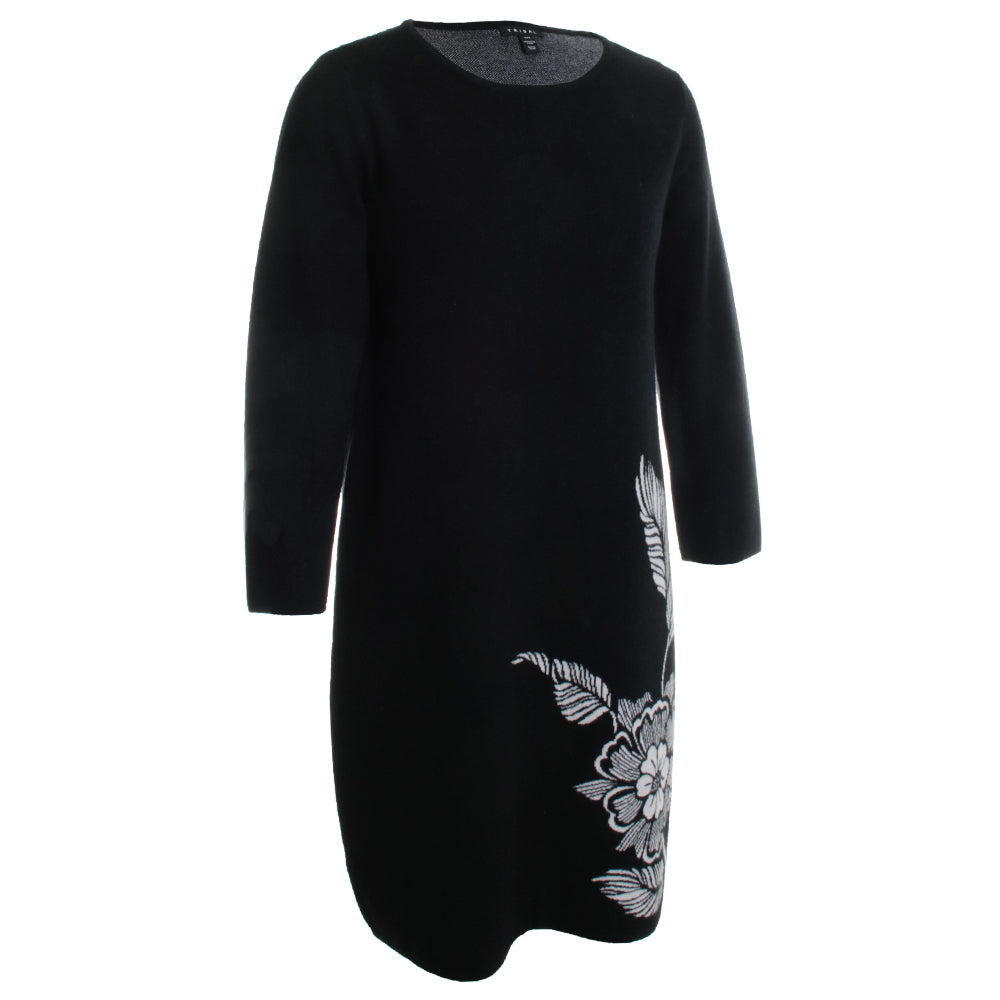 Elbow Sleeve Boat Neck Sweater Dress