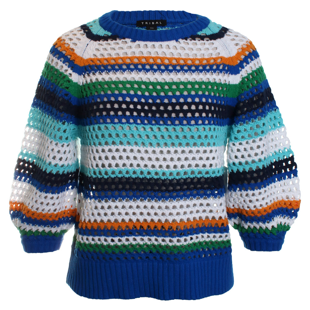 3/4 Sleeve Crew Neck Sweater