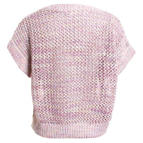 Sleeveless Boatneck Open Stitch Sweater