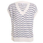Sleeveless V-Neck Sweater w/ Scallop Stripe