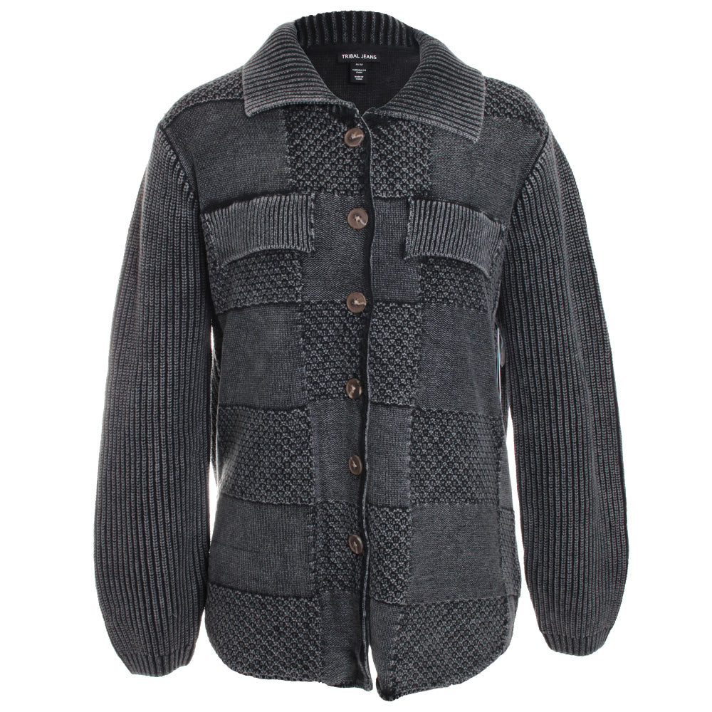 Sweater Shacket with Special Wash Effect