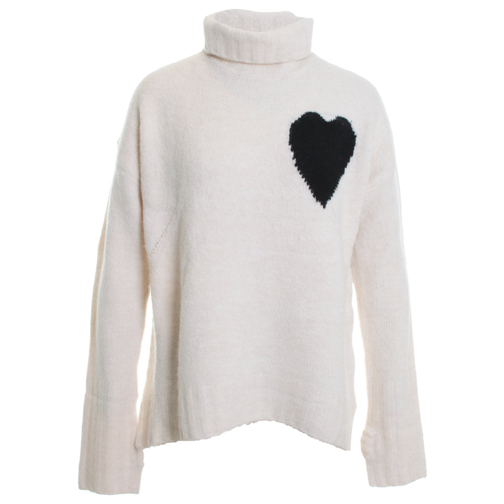 Turtle Neck Drop Shoulder Intarsia Sweater