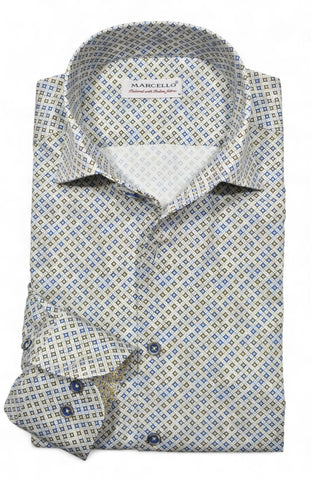 Tan Shaded Diamonds Collar Shirt