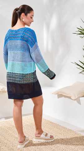 Ombré Stripe Openwork Cover-up Dress