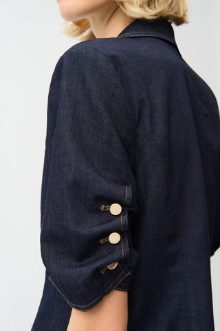 Denim Blazer With Puff Sleeves