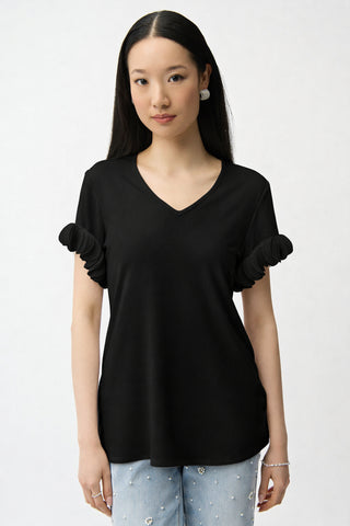 Ruffled V-neck Pullover