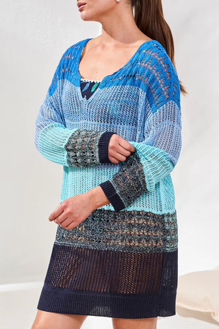 Ombré Stripe Openwork Cover-up Dress