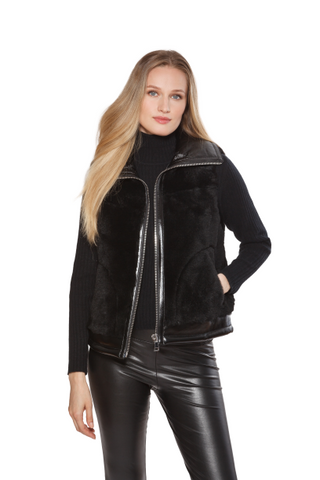 Shearling Moto Vest