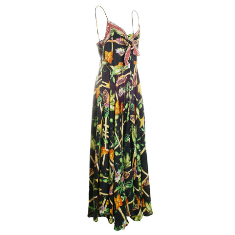 Bamboo Floral Rhinestone Maxi Dress