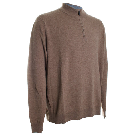 Merino Wool Mock Neck Quarter Zip Sweater