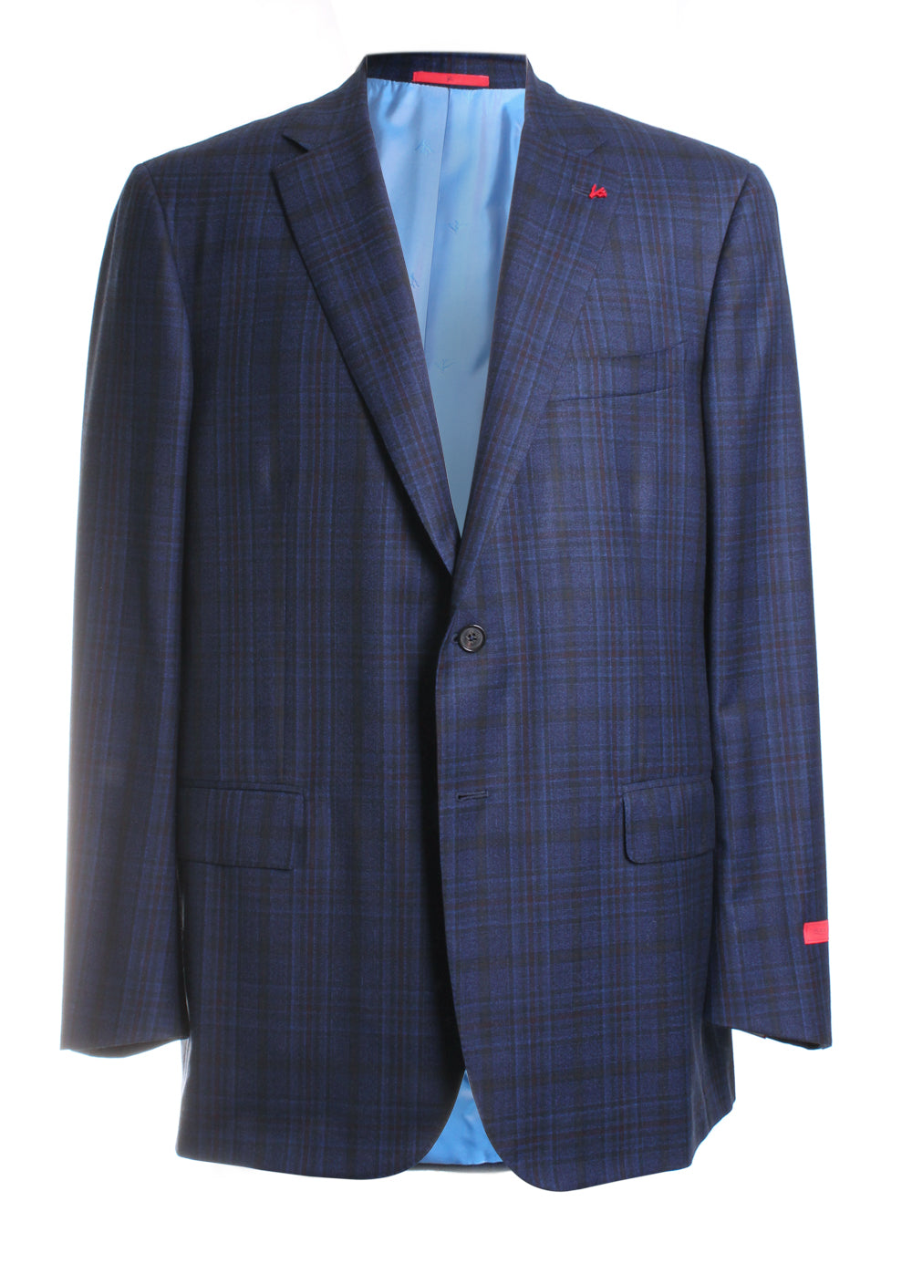 Isaia Two-Tone Plaid Sport Coat in Blue/Black
