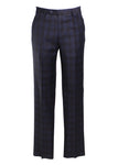 Zanella Todd Flat Front Plaid Trousers in Blue